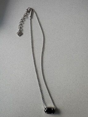Kendra Scott Silver Necklace with Black Stone
